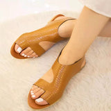 Breakj Spring And Summer New Large-Size Casual Fashion Leather Floor Exposed Toe One-Word Buckle Sandals