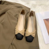 2024 Spring Shallow Mouth Flat Single Shoes Casual Women's Shoes Soft Leather Soft Bean Shoes Evening Evening Wind Work Women's