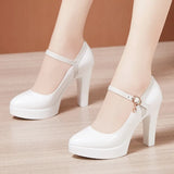 Leather Pointed Stilettos Model Catwalk High Heels Cheongsam Performance Shoes Comfortable Shallow Mouth Work Single Shoes Large