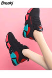 Style Casual Women's Sports Vulcanize Shoes Mesh Breathable Flying Woven Soft Sole Walking Platform Sneakers Women Tennis