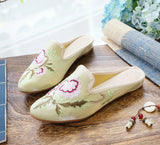 Breakj Head Slippers Fashion Embroidered Cloth Shoes Ethnic Wind Spring And Summer Ladies Sandals Slippers Cloth Art