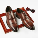 Dress Shoes for Men Genuine Leather Oxfords Men's Luxury Brogue Shoes Carved Formal Shoes Male Wedding Party