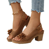Breakj Flower High-Heeled Sandals Women 2025 Summer New Fashion Coarse Heel Buckle With Women's