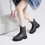 Ankle Boots Female Designer Shoes for Women 2023 Combat Platform Heels Women's Short Leather Boots Free Shipping Zip