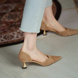 Soft Slip on Women Shoes Square Med Heels Spring Autumn Concise Pointed Toe Ladies Pumps Size