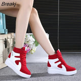 Sneakers Women 2023 New High Top Platform Casual Wedges Autumn Winter Female Black Internal Increase Vulcanize Shoes
