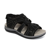 Breakj New Roman Slope Heel Sandals Round Head Magic Stick Retro Fashion Large-Size Beach Solid Sandals