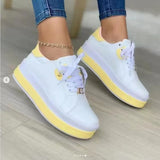 Breakj Spring And Summer New Women's Shoes Thick-Soled Shoes Lace Small White Shoes Low Casual Shoe Leather Large