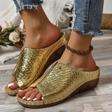 Breakj Large-Size Slippers Thick-Bottomed Fish Mouth Car Sewing Women's Slippers Crocodile PU Women's