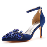 Breakj Cm Fine Heel Large-Size Sandals Banquet Women's Shoes Water Drill Tips High Heel Sandals And Sandals Dress Dress Long