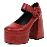 Female Mary Janes Pumps Large Size 48 Buckle High Heel Shallow Platform Fashion Elegant Trendy Spring Shoes For