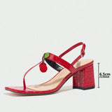 Breakj New Cherry Sexy Fashion Glass With Coarse Heeled