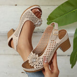 Breakj Flower High-Heeled Sandals Women 2025 Summer New Fashion Coarse Heel Buckle With Women's