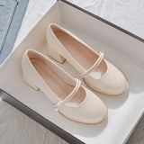 Breakj Red Fairy Temperament Mary Treasure Shoes Women 2025 Summer New Thick Heel High-Heeled Women Pure Color Bion Fashion