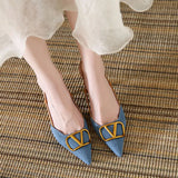 Breakj Design Temperament Blue Single Shoes Spring And Autumn New Pointed High Heel Fine Heel High Heel