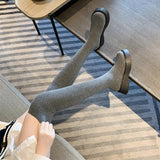 Women Platform Over The Knee Boots Stretch Knitting Sock Long Boots Woman 2023 Autumn Thick Bottom Thigh High Botas