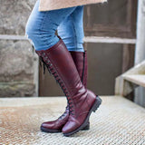 Winter New Round Head Side Zipper Knight Boots With High Heels And Women's Large Solid Color