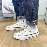 Women's Canvas Shoes 2024 Spring Lace Up Round Toe Causal Flat Shoes Student Sneakers Girls Skateboard Vulcanized Tennis