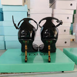 Photo Picture High Heel Sandals Female 2023 New Fashion Metal With Square Head Buckle Sexy