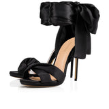 Size Black And Red Sardine High-Heeled Sandals Strapped Fashion Shoes
