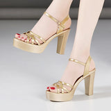 Thick-Heeled Open-Toed Sandals, Summer 2023 New Thick-Soled Waterproof Table Lacquered Leather With Large Size Model