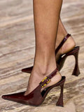 Caiying Rose Baotou Sandals Women's New Pointed Back Empty Shoes Lacquered Leather Stilettos Sexy High Heels In Spring