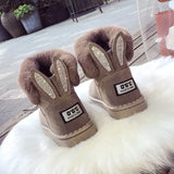 Boots for Women Women Boots Genuine Leather Real Fox Fur Brand Winter Shoes Warm Black Round Toe Casual Female Snow