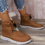 Women With Short Boots 2023 Autumn And Winter New Medium-Heeled Short Boots Sleeve Solid Color Retro Fashion Women's