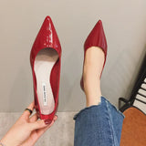 Women Pointed Toe Patent Leather Yellow Wine Red Lady Fashion Flats Candy Color Flat Sole Flat Heel Shoes Large Size 43
