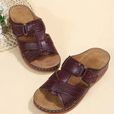 Breakj Large-Size Summer Leisure Retro Slope And Thick-Soled Sewn Shoe Leather One-Character Women's Shoes Slippers