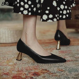 Women's Chunky High Heel 6.5CM Pumps 2023Spring/Autumn Square Toe French Retro Casual Professional Shoes Zapatos Mujer De
