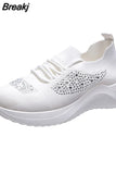 Women Shoes 2023 Plus Size Platform Socks Sneakers Breathable Sports Shoes Women Mesh Rhinestone Non Slip Casual Running