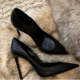 Breakj 2025 New Pointed High-Heeled Women's Fine Heel Sexy Professional Black Work Shoes Shallow Single
