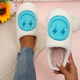 Pattern Fluffy Bedroom Slippers Women Comfort Soft Flat Heel Indoor House Shoes Woman Winter Warm Cotton Slippers for