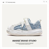 Breakj Shoes Destruction Aesthetic Deconstruction Dissolving Shoes Washing Denim Do Old Board Shoes Trend Shoes Men And Women's
