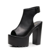 Breakj Heel 14 Cm Roman Sandals Women's Banquet Wearing Fish-Mouthed Shoes Thick-Soled Waterproof Trolley Model Model Show
