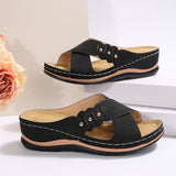 Breakj And Flat Bottom Casual Slippers Women 2025 Cross With Solid Color Large Size Shoes