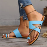 Breakj Summer New Large-Size Women Flat Bottom Water Drill Sandals Sleeves Toe Beach