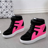 Breakj New Korean Version Of The Fashion Magic Stick Thick Soles Of High-Pine Cake Shoes High-Top Shoes Color Frosted Leather Casual