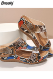 Wedge Slipper Summer Shoes Women 2023 Open Toe Leopard Print Plus Size Platform Beach Sandals Sandalias Con