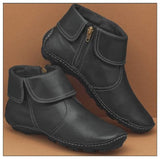 Breakj Female Round Head Artificial PU Casual Women's Leather Boots Side Zipper Martin Boots With Female Short