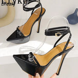 Runway Style Ankle Strap Gold Sandals For Women Thick Bottom Pointed Toe Stiletto High Heels Platform Pole Dance