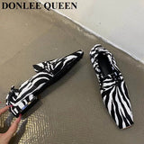 Square Toe Flats Shoes Women Slip On Loafers Comfortable Ballet Zebra Snake Pattern Shoe Big Size 35-41 Zapatillas