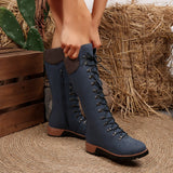 Breakj Boots 2025 Autumn New Patent Leather Round Head Thick And Middle Knight