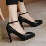 High Heel Women Ankle Strap Pumps 2024 Spring New Pointed Toe Thin Heels Platform Women Single Shoes Zapatos De