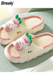 Frog Linen Slippers Women Shoes Couples Non Slip closed toe platform Cotton Linen Cool Slippers Home Slippers