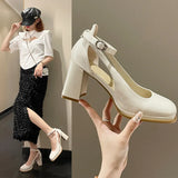 Square Head Retro High Heels Women's 2023 New Mary Jane Sandals With Thick