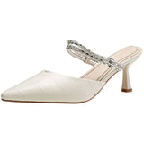 Breakj Sandals Fine Heel 2025 Spring And Summer New Word With Pointed High Heels Water Drill High Heel Slippers