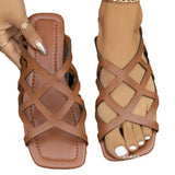 Breakj Large-Size Flat-Bottomed Slippers Women Hollow Mesh Open Toe Wearing Beach Cold