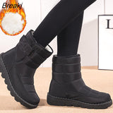 Plush Boots Waterproof Hook Loop Velvet Women Shoes Long Tube Outdoor Snow Boots New Winter botas mujer invierno